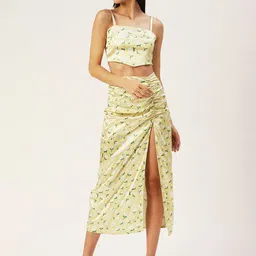 DressBerry Women Yellow Printed Co-Ords Set-image-41