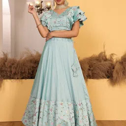 Ethnovog Embroidered Thread Work Ready to Wear Lehenga & Blouse With Dupatta-picture-31