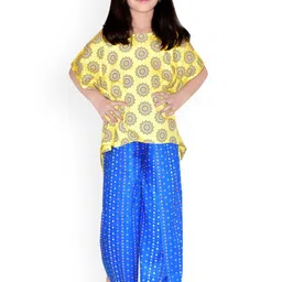 BAESD Girls Ethnic Motifs Printed Regular Thread Work Kurta With Palazzos-image-8
