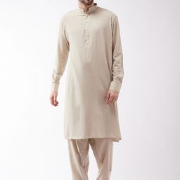 VASTRAMAY Men Beige Regular Kurta with Patiala-picture-7