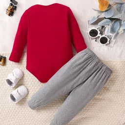 StyleCast Maroon Infant Boys Printed Leotard With Trousers-image-1