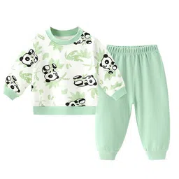 StyleCast Boys Green Conversational Printed Pure Cotton Top with Pyjamas-image-30