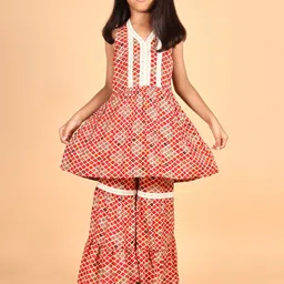 BAESD Girls Ethnic Motifs Printed V-Neck Kurta With Sharara-picture-23