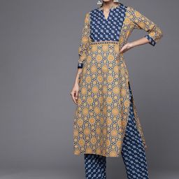 KSUT Bandhani Printed Pure Cotton Kurta with Trousers-image-7