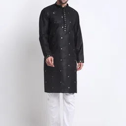 KRAFT INDIA Floral Sequinned Embroidered Kurta With Pyjamas-image-78
