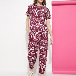 Ziva Fashion Printed Round Neck T-Shirt With Joggers-image-38
