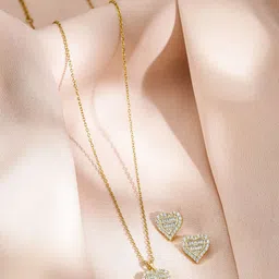 Rubans 18KT Gold Plated Crystal Stones-Studded Heart Shape Jewellery Set-31