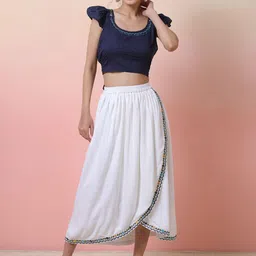 Sangria Embroidered Crop Top With Skirt   Co-Ords-image-25