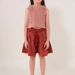 Sangria Girls Printed Pure-Cotton Sleeveless Top With Shorts-image-19