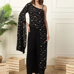 DEEBACO Printed One Shoulder Neck Top With TrousersCo-Ords-39