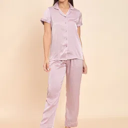 Sweet Dreams Pink Lapel Collar Shirt With Pyjamas-picture-44