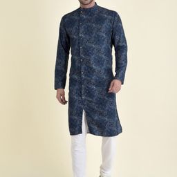 TABARD Abstract Printed Angrakha Pure Cotton Kurta with Churidar-image-57