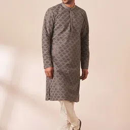 Manyavar Men Ethnic Motifs Embroidered Mandarin Collar Sequined Kurta with Churidar-picture-2