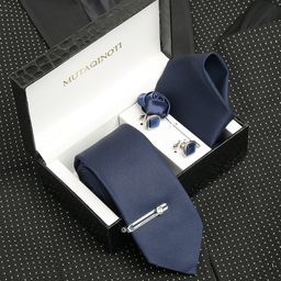 MUTAQINOTI Men Silk Necktie Accessory Gift Set-44