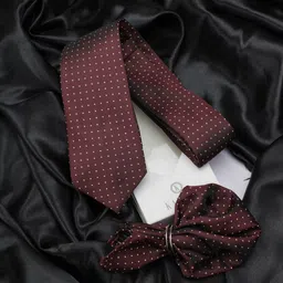 KOVOVE Men Maroon Pack of 2 Printed Tie & Pocket Square Set-image-34