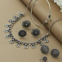 Jazz and Sizzle Silver-Plated Oxidised German Silver Jewellery Set-23