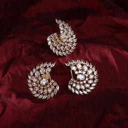 justpeachy Gold-Plated White AD Stone-Studded Jewellery Set-image-52