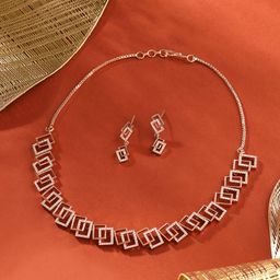 Zaveri Pearls CZ Stone-Studded Jewellery Set-image-69