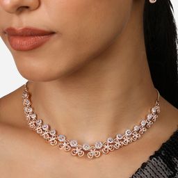 Zaveri Pearls Rose Gold Plated CZ Studded Jewellery Set-44