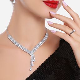 Zaveri Pearls Silver-Plated CZ Studded Jewellery Set-38