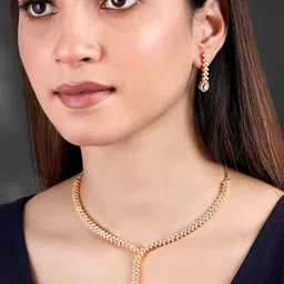 Peora Gold Plated Cubic Zirconia Studded Jewellery Set-14