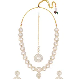 Zaveri Pearls Gold-Plated Austrian Diamonds Studded Jewellery Set-image-28