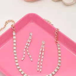 AMI Rose Gold-Toned & White Rose Gold Plated Studded Jewellery Set-39