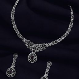 ASMITTA JEWELLERY Rhodium-Plated AD-Studded Jewellery Set-47
