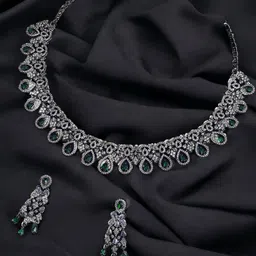 ASMITTA JEWELLERY Rhodium Plated AD Studded Jewellery Set-57