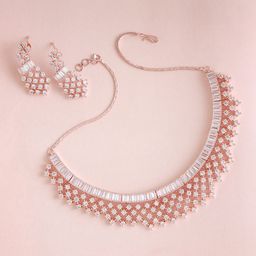 Jazz and Sizzle Rose Gold-Plated White-Stone Studded Jewellery Set-64