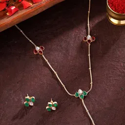 Priyaasi Gold-Plated Stone Studded Jewellery Set-image-23