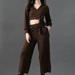 Myshka Polo Collar Long Sleeves Top With Trouser-picture-38