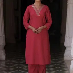 anayna Women Embroidered Regular Sequinned Kurta with Trousers-8