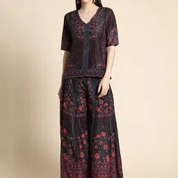 ZARIMO Floral Printed Top With Palazzos-image-4