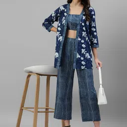 DEEBACO Printed Top With Trouser & Shrug-34