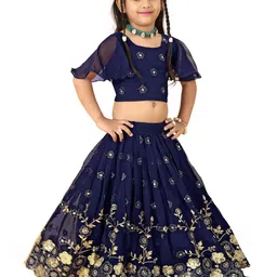 BAESD Girls Floral Embroidered Sequined Ready to Wear Lehenga & Choli-image-53
