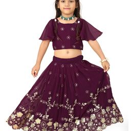 BAESD Girls Floral Embroidered Sequined Ready to Wear Lehenga & Choli-image-3
