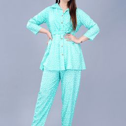 ao services Polka Dot Print Shirt Collar Co-Ords Set-image-86
