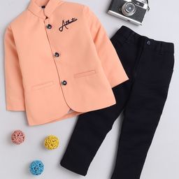 Lil homies Boys Single-Breasted Bandhgala Two-Piece Suit-11