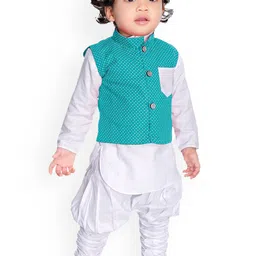 BAESD Boys Regular Pure Cotton Kurta With Churidar & Jacket-19