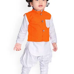 BAESD Boys Pure Cotton Kurta With Churidar & Polka Dots Printed Nehru Jacket-28