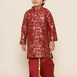 Sethukrishna Boys Abstract Printed Kurta with Dhoti Pants image 1