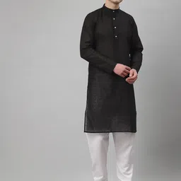 NEUDIS Men Ethnic Motifs Embroidered Thread Work Pure Cotton Kurta with Churidar-image-37