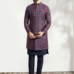 KISAH Ethnic Motifs Printed Sherwani Set-image-30