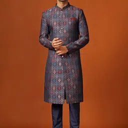 KISAH Men Woven Design Sherwani Trouser Set-picture-21