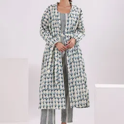 SANSKRUTIHOMES Printed Pure Cotton Top & Trousers Co-Ords With Shrug-picture-16