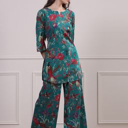 JISORA Women Green & Multicoloured Printed Night suit-image-32