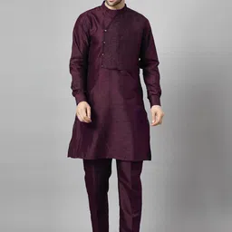 Utsav Fashion Men Pleated Kurta with Trousers-image-59