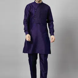Utsav Fashion Men Pleated Kurta with Trousers-picture-48