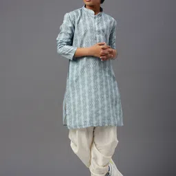 YK Boys Geometric Printed Mandarin Collar Straight Kurta with Dhoti Pants-image-23